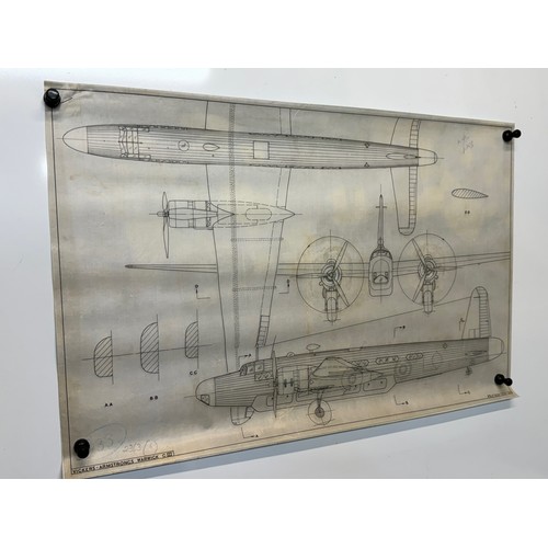 437 - Military aircraft two plans for RAF Vickers Armstrongs Warwick C III. 90cm x 40cm. Part of a large c... 