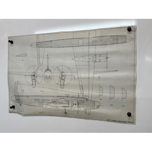 437 - Military aircraft two plans for RAF Vickers Armstrongs Warwick C III. 90cm x 40cm. Part of a large c... 