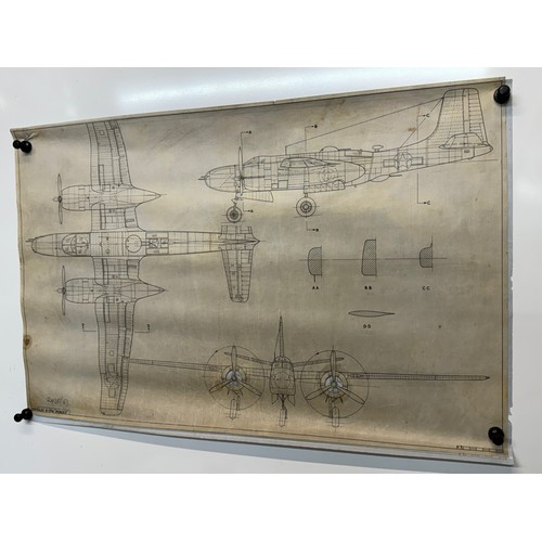 439 - Military aircraft two plans for US Douglas A-26 Invader. 90cm x 40cm. Part of a large collection of ... 