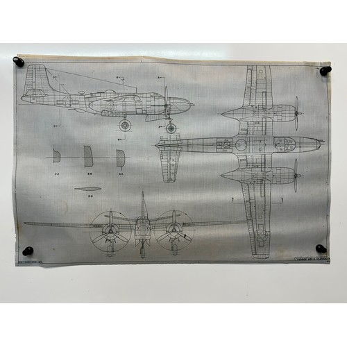 439 - Military aircraft two plans for US Douglas A-26 Invader. 90cm x 40cm. Part of a large collection of ... 