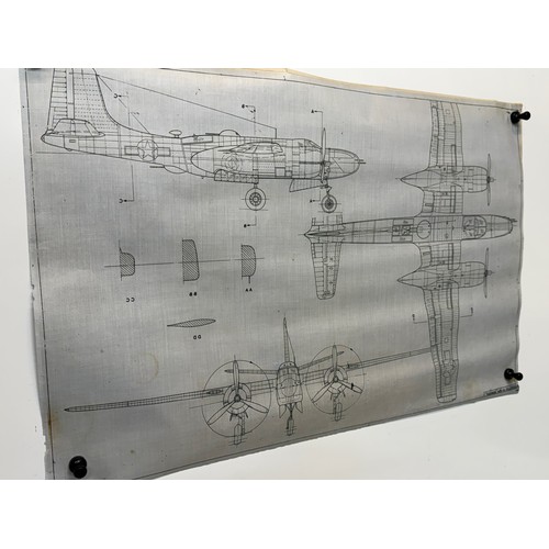 439 - Military aircraft two plans for US Douglas A-26 Invader. 90cm x 40cm. Part of a large collection of ... 