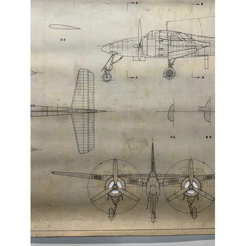 440 - Military aircraft plans for US Gruman F7F-1 Tigercat. 90cm x 40cm. Part of a large collection of pri... 