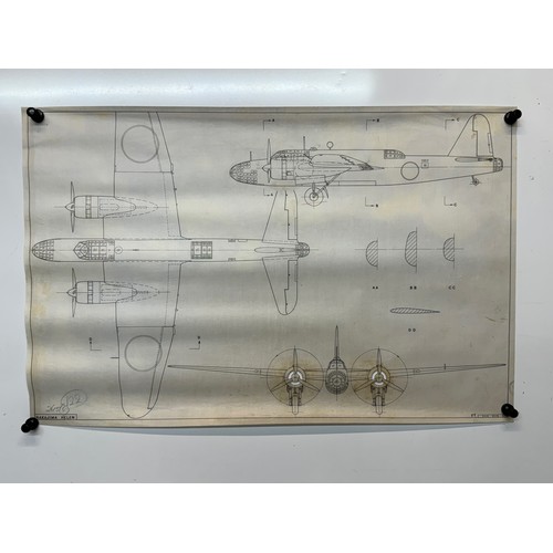 442 - Military aircraft plans for Jananese Nakajima Helen. 90cm x 40cm. Part of a large collection of prin... 