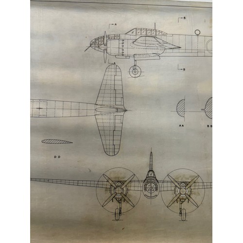 443 - Military aircraft plans for Japanese Yokosuka Frances. 90cm x 40cm. Part of a large collection of pr... 