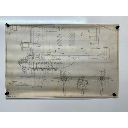 444 - Military aircraft plans for German Arado AR 232 A. 90cm x 40cm. Part of a large collection of printe... 