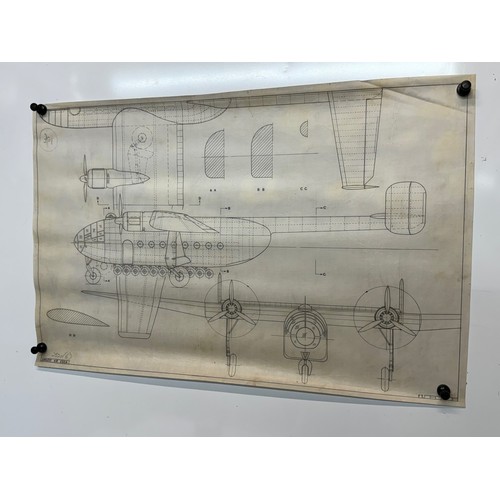 444 - Military aircraft plans for German Arado AR 232 A. 90cm x 40cm. Part of a large collection of printe... 