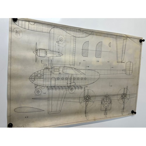 444 - Military aircraft plans for German Arado AR 232 A. 90cm x 40cm. Part of a large collection of printe... 