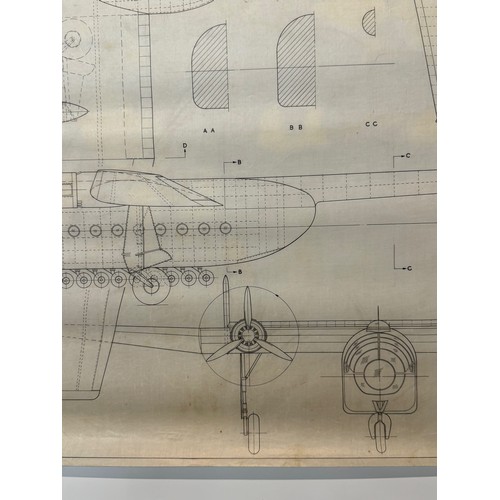 444 - Military aircraft plans for German Arado AR 232 A. 90cm x 40cm. Part of a large collection of printe... 