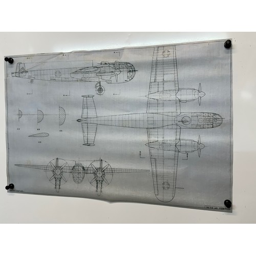 445 - Military aircraft plans for German Dornier Do 217 MI. 90cm x 40cm. Part of a large collection of pri... 