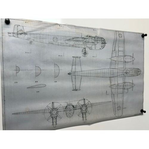 445 - Military aircraft plans for German Dornier Do 217 MI. 90cm x 40cm. Part of a large collection of pri... 