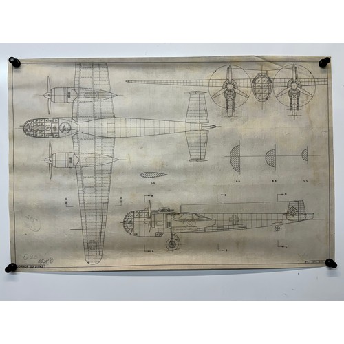 446 - Military aircraft plans for German Dornier Do 217 K2. 90cm x 40cm. Part of a large collection of pri... 