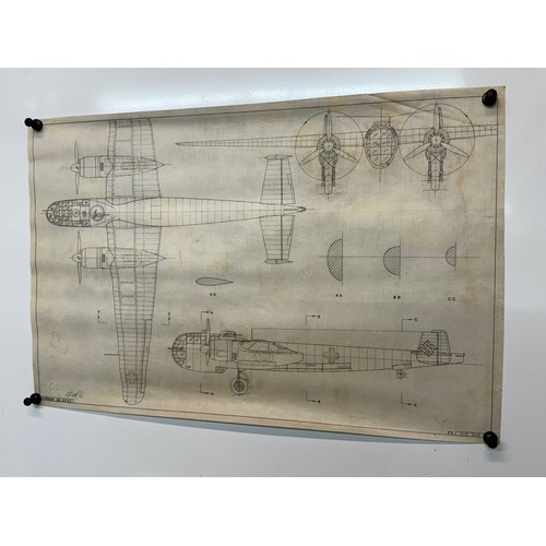 446 - Military aircraft plans for German Dornier Do 217 K2. 90cm x 40cm. Part of a large collection of pri... 