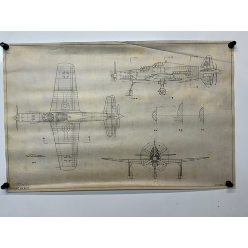 447 - Military aircraft plans for German Dornier Do 335. 90cm x 40cm. Part of a large collection of printe... 