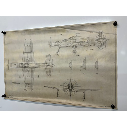 447 - Military aircraft plans for German Dornier Do 335. 90cm x 40cm. Part of a large collection of printe... 