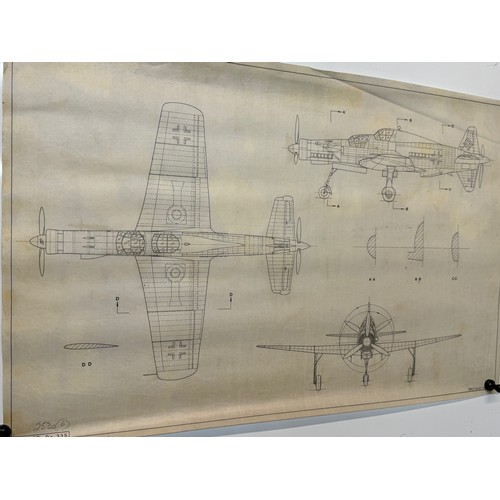 447 - Military aircraft plans for German Dornier Do 335. 90cm x 40cm. Part of a large collection of printe... 