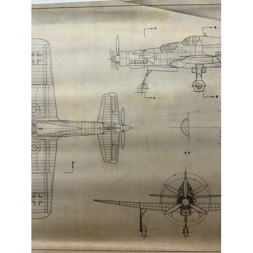 447 - Military aircraft plans for German Dornier Do 335. 90cm x 40cm. Part of a large collection of printe... 