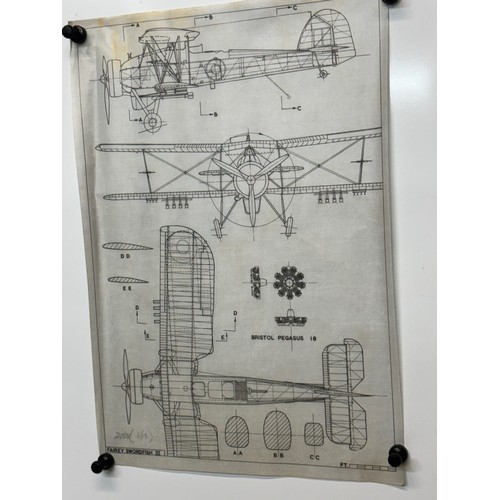 449 - Military aircraft plans for RAF Fairey Swordfish III. 90cm x 40cm. Part of a large collection of pri... 