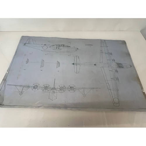 487 - Militaria, WWII, Aeronautical Aviation interest Plan drawings on linen of a Kawanishi Emily 2-2, 2 o... 