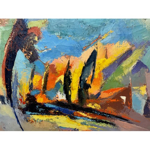 2 - Original painting, a signed abstract Provencal scene by Marcel Albert 73 cm x 54 cm.

This lot is av... 