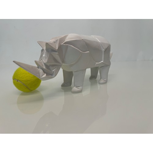 5 - Mid Century designer art, a decorative geometric figure of a Rhino late C20th a/f, 31 cm. long., 13 ... 