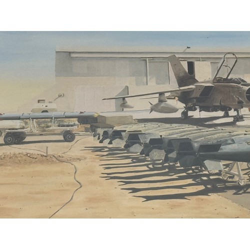 31 - Militaria, limited edition signed print of operational RAF Tornado jets, A Few Minutes To Go. 53 cm ... 