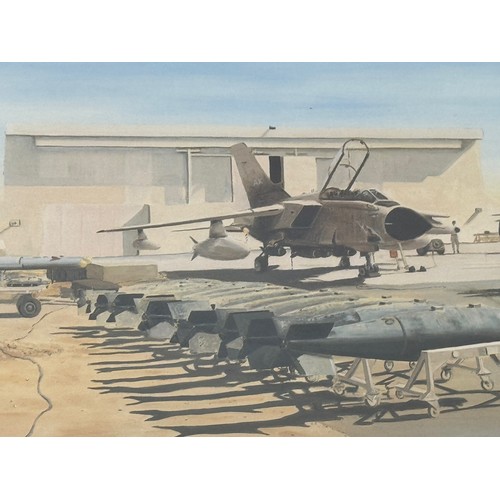 31 - Militaria, limited edition signed print of operational RAF Tornado jets, A Few Minutes To Go. 53 cm ... 