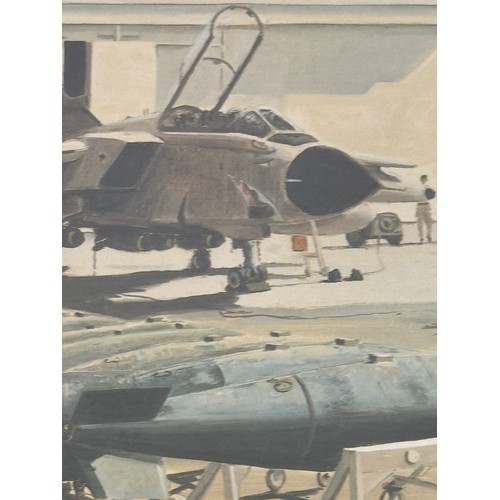 31 - Militaria, limited edition signed print of operational RAF Tornado jets, A Few Minutes To Go. 53 cm ... 