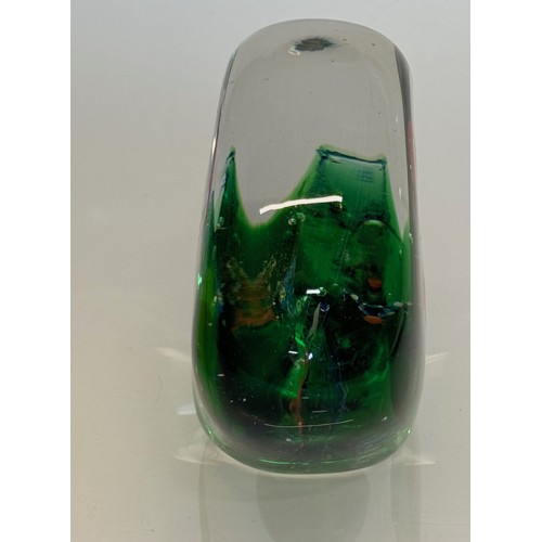 44 - Mid-century designer art glass, Murano,  large glass ornamental piece tropical fish amongst green fl... 