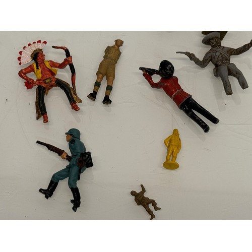 56 - Toys, Plastic and metal military figures etc, a mixed collection of military and other toy figures, ... 