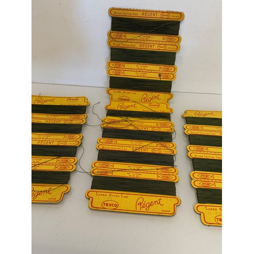 136 - Fishing equipment, vintage carded super nylon casting lines on original point of sale cards.

This l... 