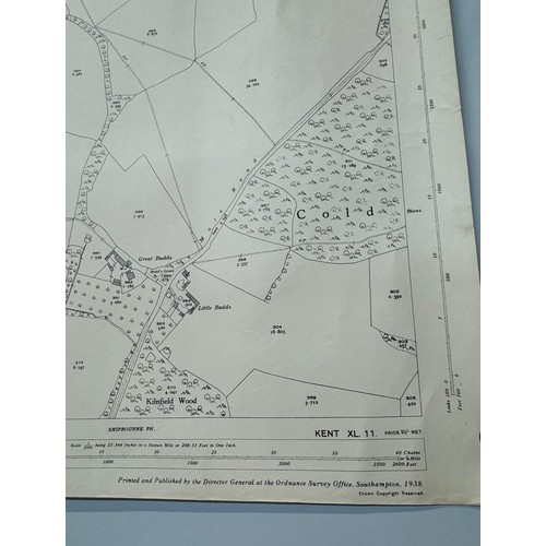 146 - Ephemera, five large Ordinance Survey maps of Kent 1939 each 104 cm x 74 cm.

This lot is available ... 