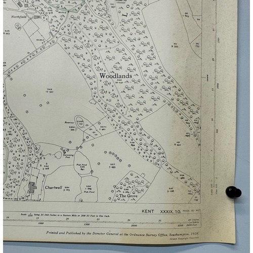 146 - Ephemera, five large Ordinance Survey maps of Kent 1939 each 104 cm x 74 cm.

This lot is available ... 