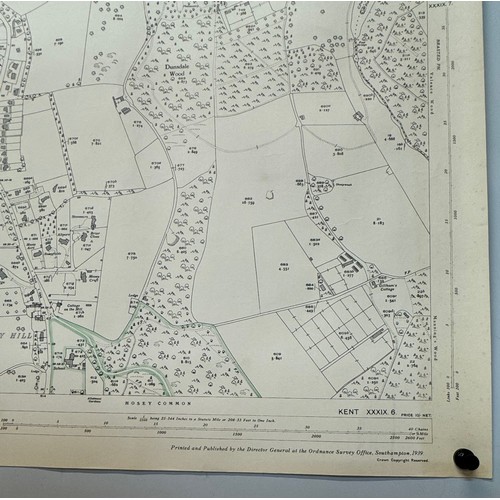 146 - Ephemera, five large Ordinance Survey maps of Kent 1939 each 104 cm x 74 cm.

This lot is available ... 