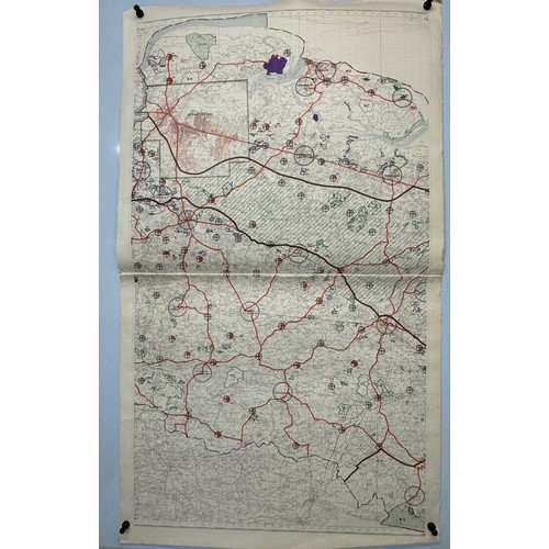 147 - Three maps showing predicted development dated 1947. Each is 110 cm x 62 cm.

This lot is available ... 