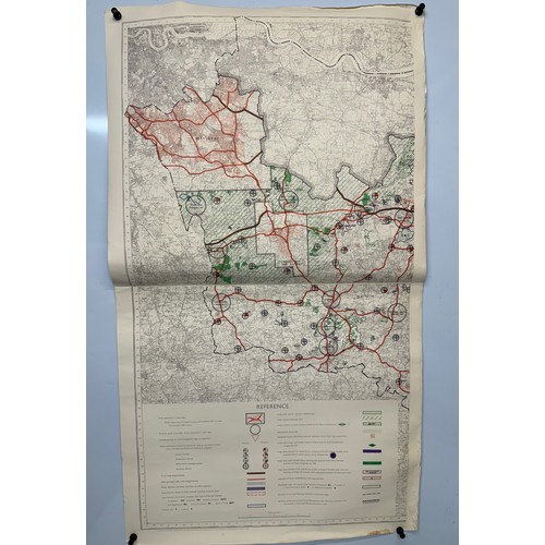 147 - Three maps showing predicted development dated 1947. Each is 110 cm x 62 cm.

This lot is available ... 