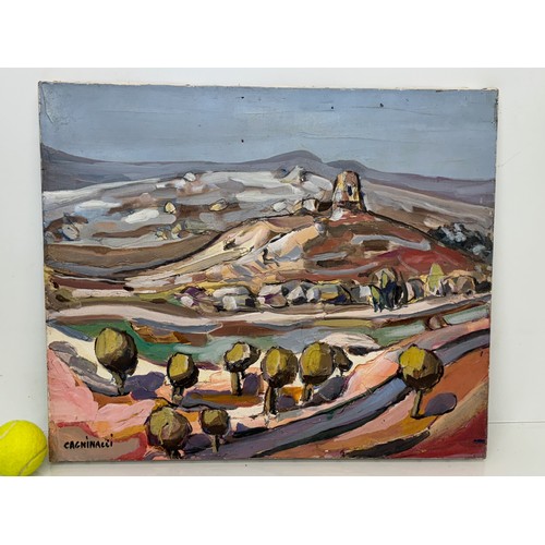 184 - Original painting, Provencal landscape by Domonique Cagninnacci,  signed oil on canvas 55 cm x 46 cm... 