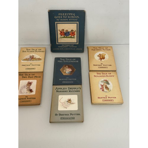 234 - Antiquarian childrens books Beatrix Potter and Alison Uttley, seven titles, Tale of Flopsy Bunnies, ... 