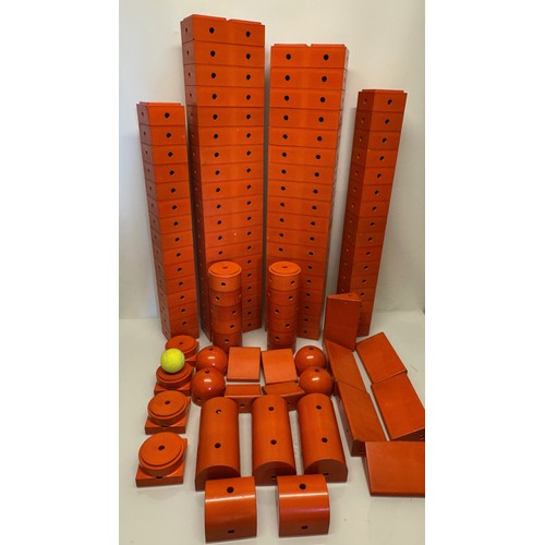 233 - Toys, German designer building blocks, good quantity of orange plastic large scale construction bric... 