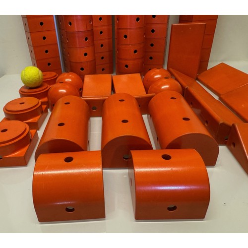 233 - Toys, German designer building blocks, good quantity of orange plastic large scale construction bric... 