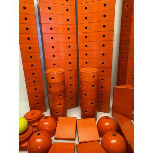 233 - Toys, German designer building blocks, good quantity of orange plastic large scale construction bric... 