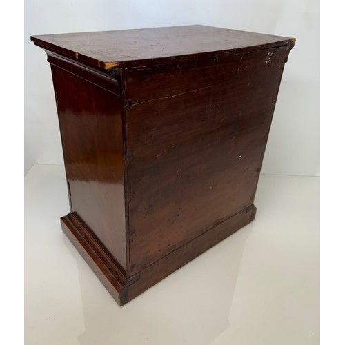 318 - Furniture, a mahogany collectors cabinet, the draws having multiple circular compartments within eac... 