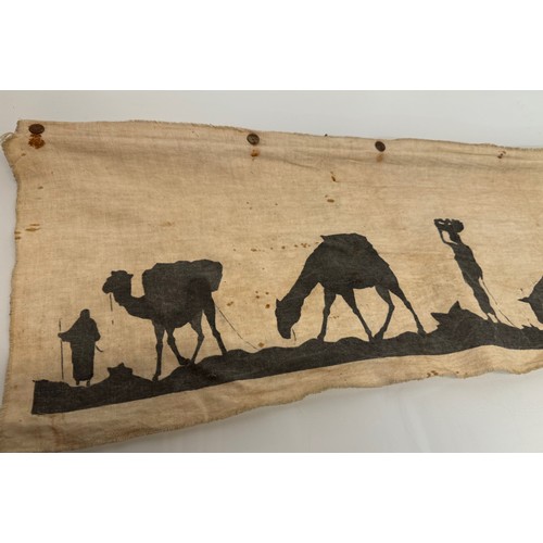 320 - Artwork, a Bedouin scene on linen, 109 cm x 27 cm.

This lot is available for in-house shipping