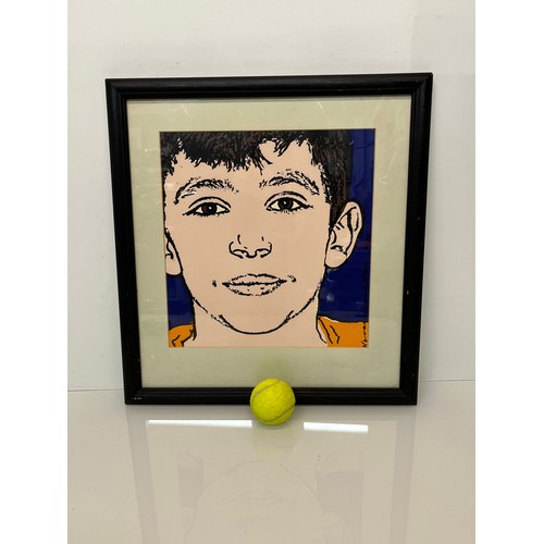 10 - Mid C20th century art, a signed study of a boys face. 47 cm x 49 cm.

This lot is available for in-h... 