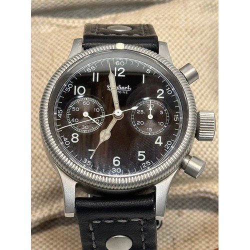 329 - Gents wristwatch, a Hanhart Chronograph, the watch of choice for Steve McQueen. A 1939 Limited editi... 