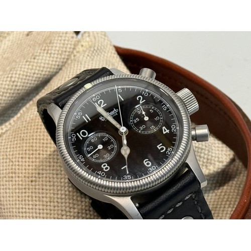 329 - Gents wristwatch, a Hanhart Chronograph, the watch of choice for Steve McQueen. A 1939 Limited editi... 