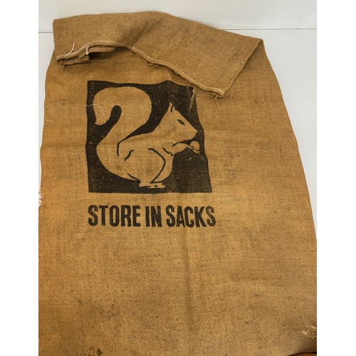 59 - Vintage hessian sack advertising United sack contractors a hired sack, 115 cm x 70 cm.

This lot is ... 