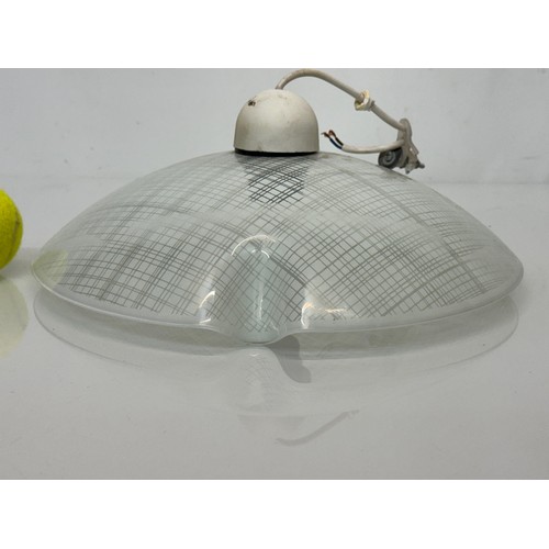 347 - Lighting, a late C20th glass ceiling shade of a pinched design. 33 cm diameter.

This lot is availab... 