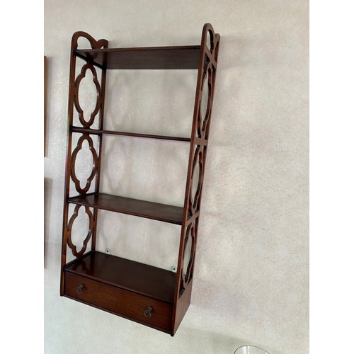 350 - Furniture, Pair of hanging wall shelves with a drawer to the lower section. 16 inches wide.

This lo... 