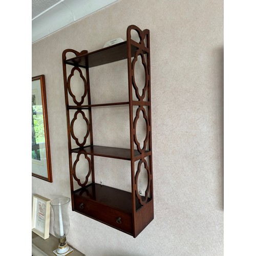 350 - Furniture, Pair of hanging wall shelves with a drawer to the lower section. 16 inches wide.

This lo... 