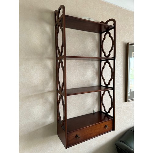 350 - Furniture, Pair of hanging wall shelves with a drawer to the lower section. 16 inches wide.

This lo... 